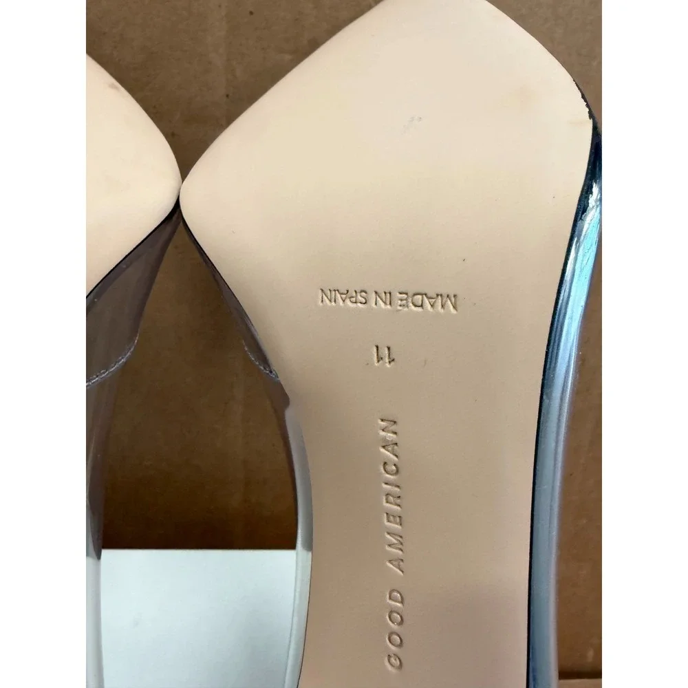 Good American Stiletto Heel Pointed Toe Clear Cinderella Pumps Size 11 US